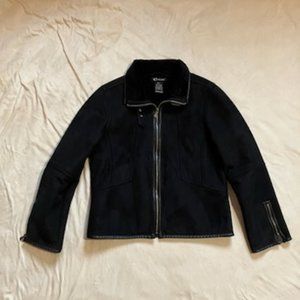 e studio black faux suede jacket size L